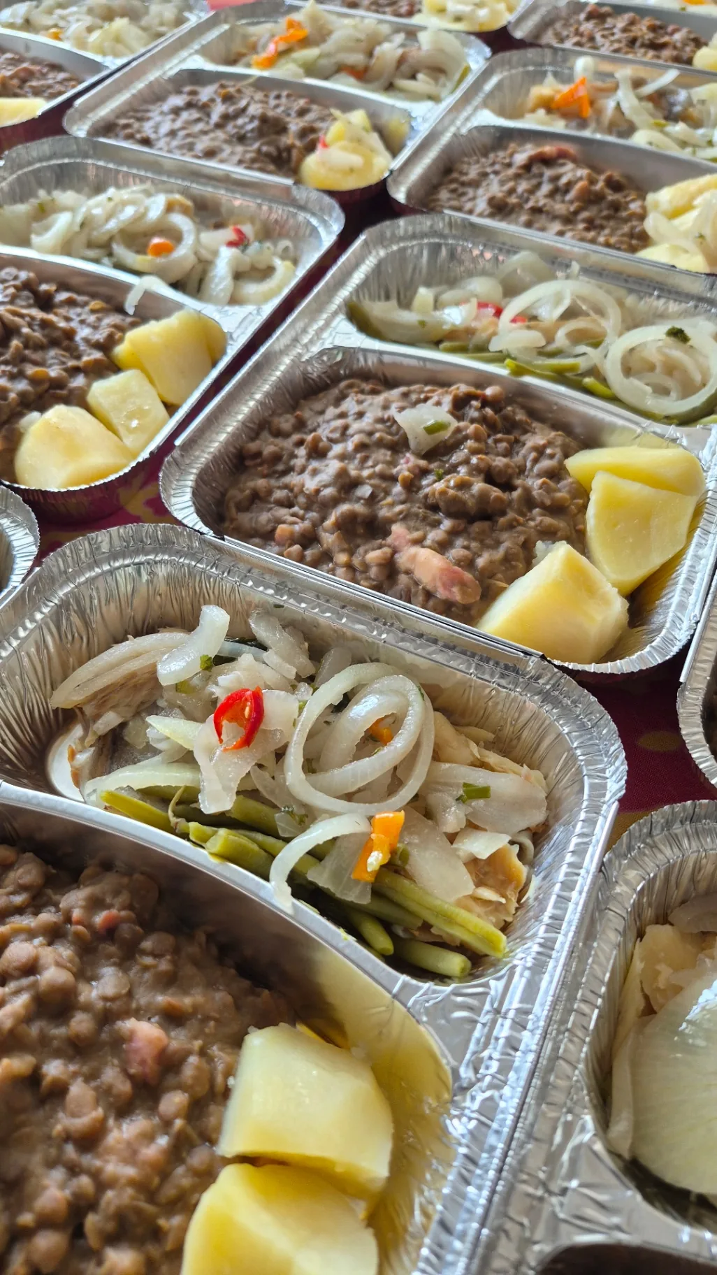 Lentilles créoles, morue et pommes de terre