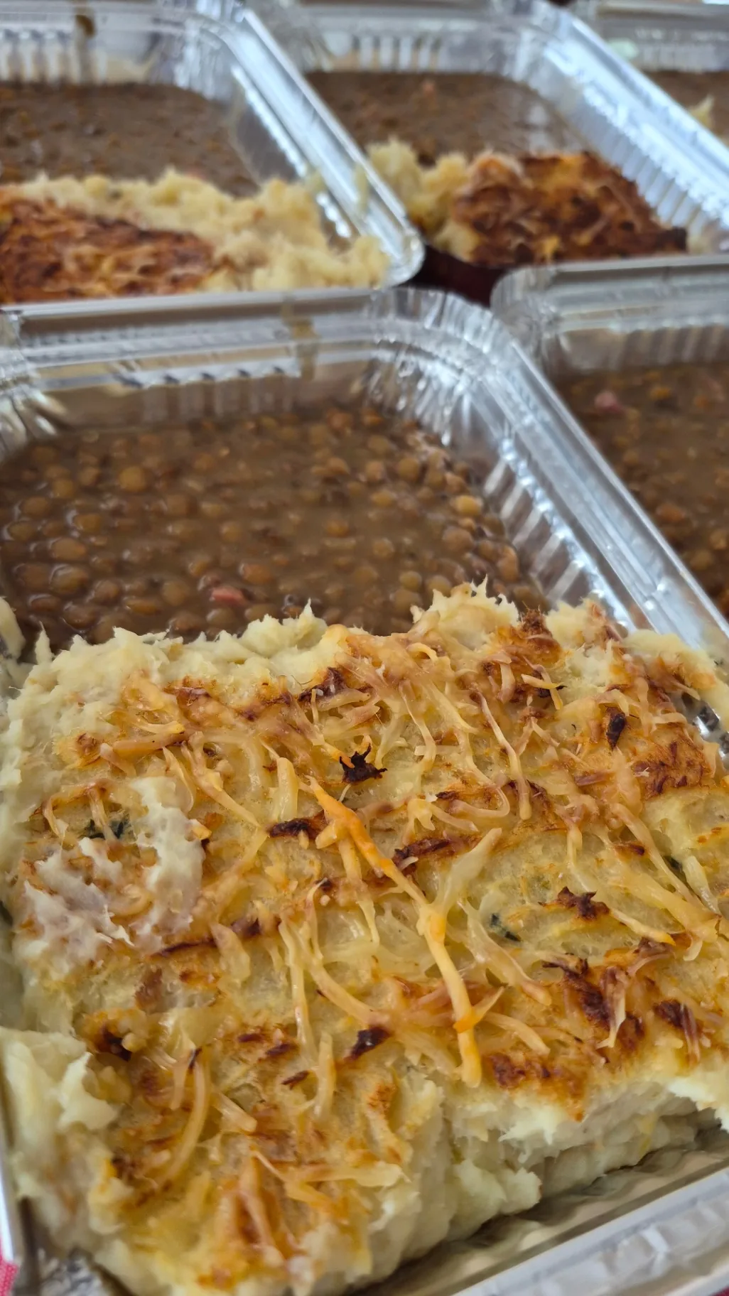 Hachis parmentier gratiné et lentilles
