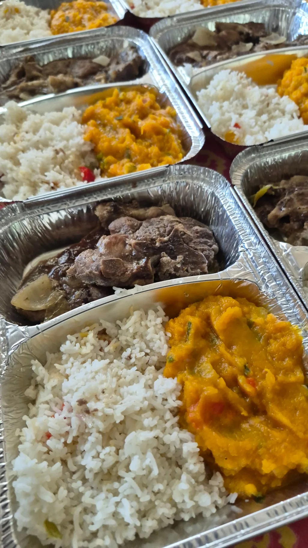 Bœuf en sauce, riz et purée de giraumon